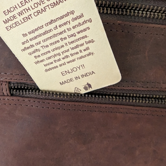 NWT Estalon Dark Brown Distressed Leather Crossbody Bag Purse - Picture 7 of 9